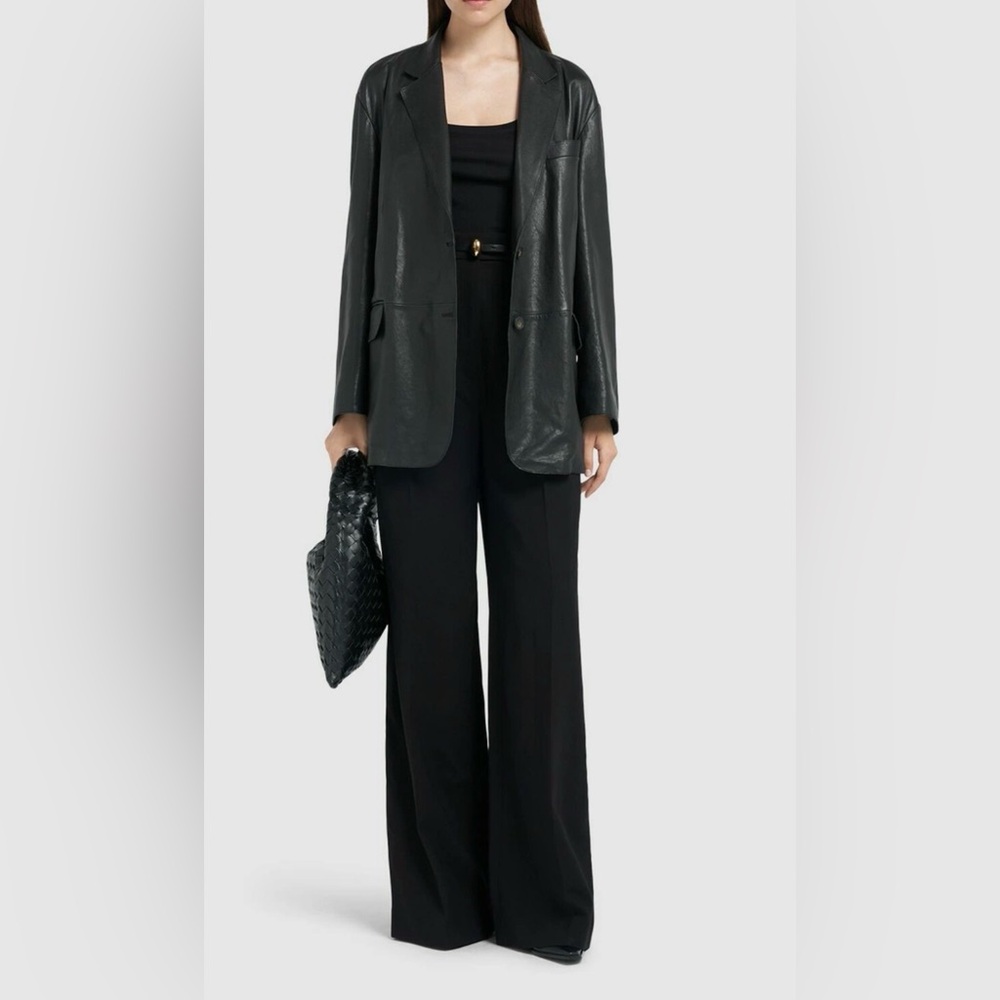 Weekend Max Mara Women's Black Lamb Leather Blazer Black Size 8
